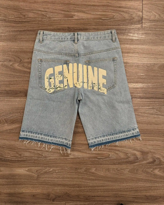 Gothic Diamond Cross Embroidery Denim Shorts